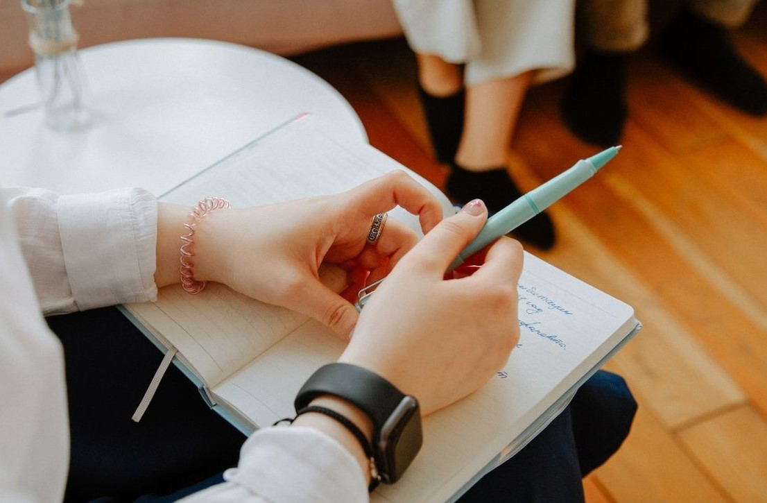 user-inserted Notebook for journaling self-care practices that promote emotional balance