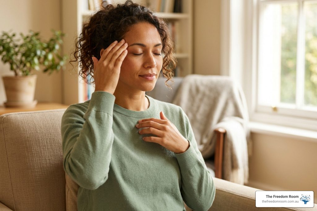 person practising EFT tapping