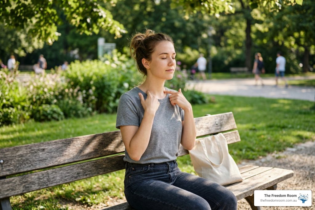 person using tapping for panic relief