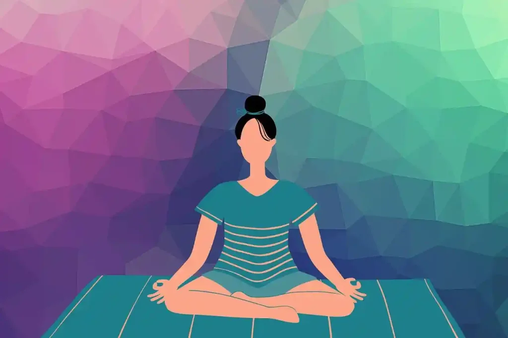 Yoga illustration promoting emotional balance through self-care practices.